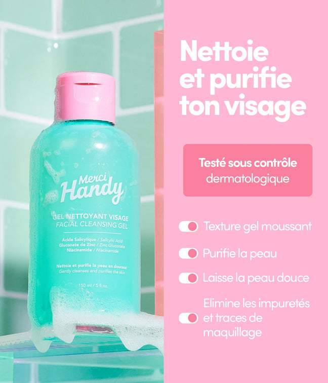 Gel nettoyant visage + brosse exfoliante