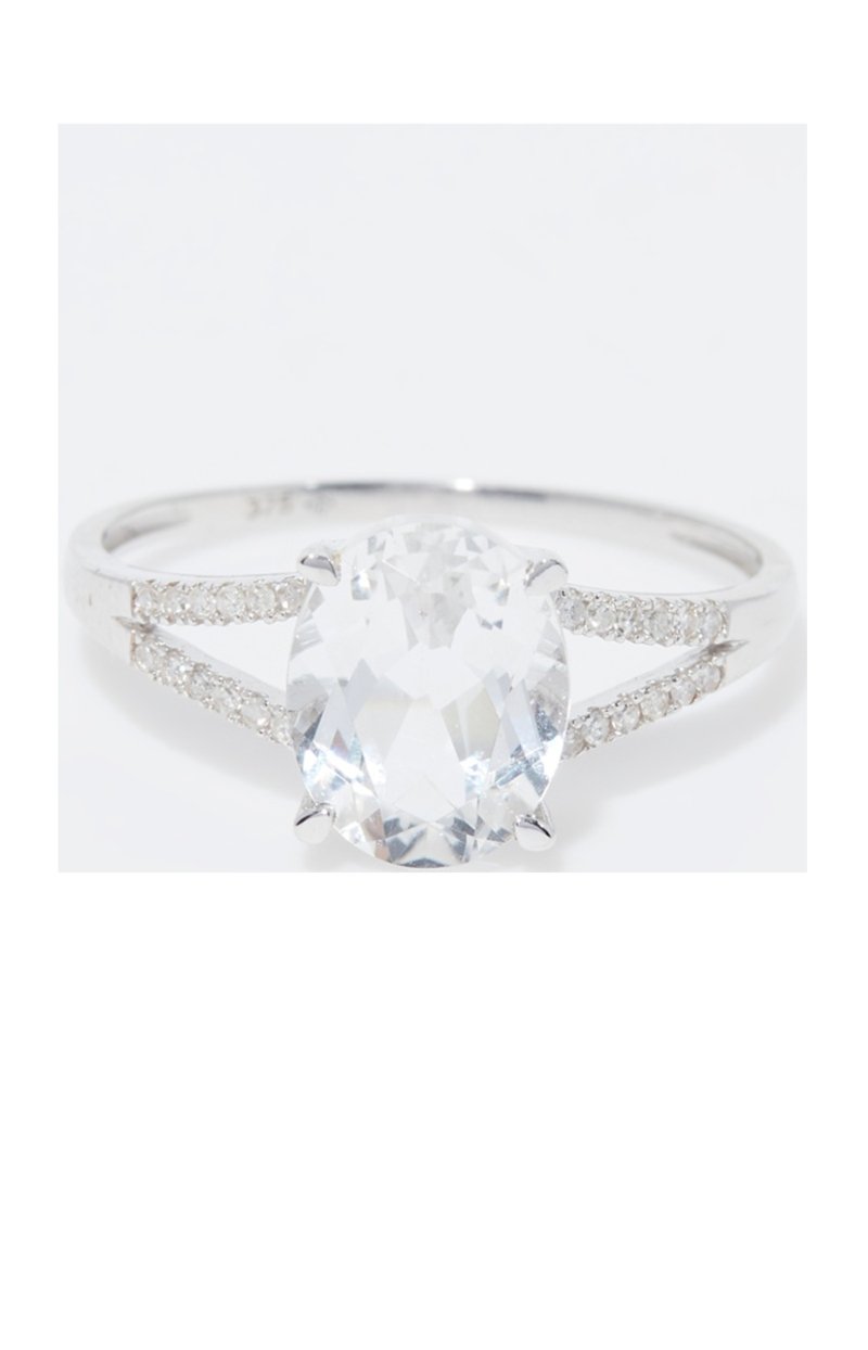 Bague Miri - Or blanc 375/1000, diamant & topaze
