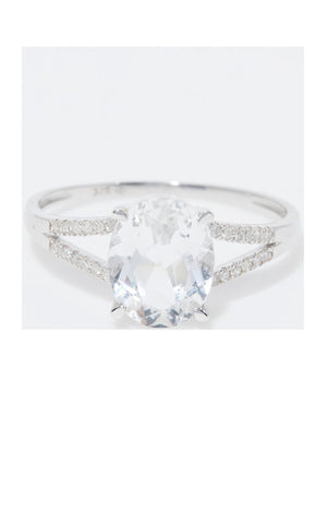 Bague Miri - Or blanc 375/1000, diamant & topaze