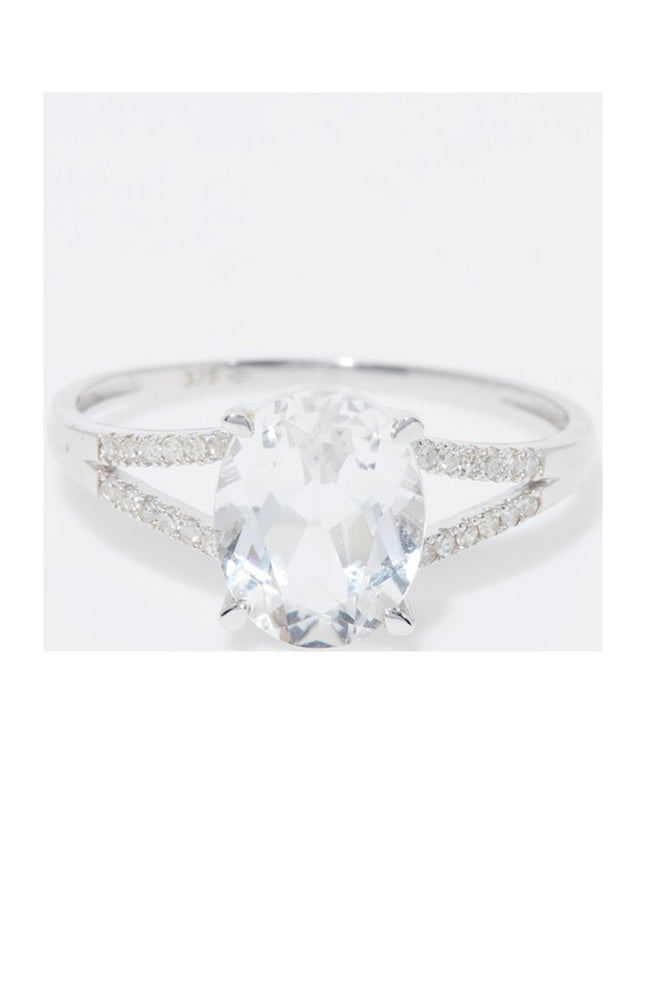 Bague Miri - Or blanc 375/1000, diamant & topaze