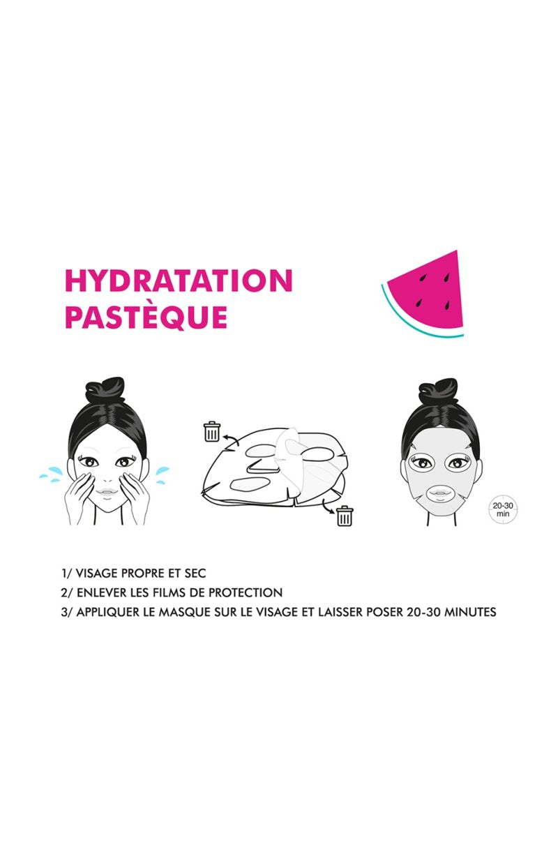 Masque hydratant 100% bio cellulose - Pastèque - Visage