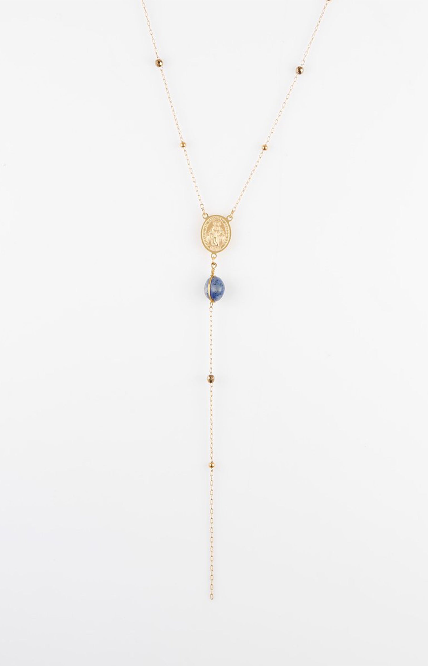Collier - Acier inoxydable & Jaspe - Doré
