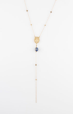 Collier - Acier inoxydable & Jaspe - Doré