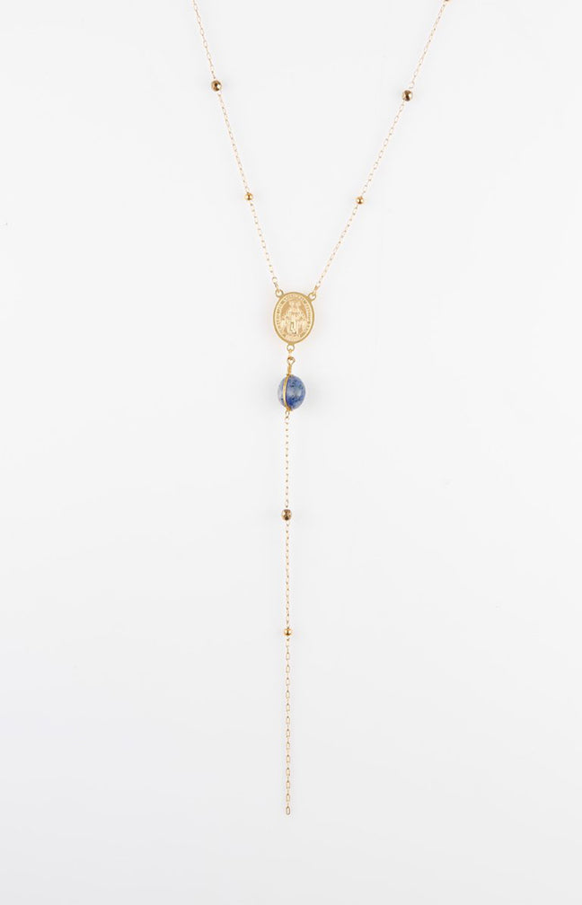 Collier - Acier inoxydable & Jaspe - Doré