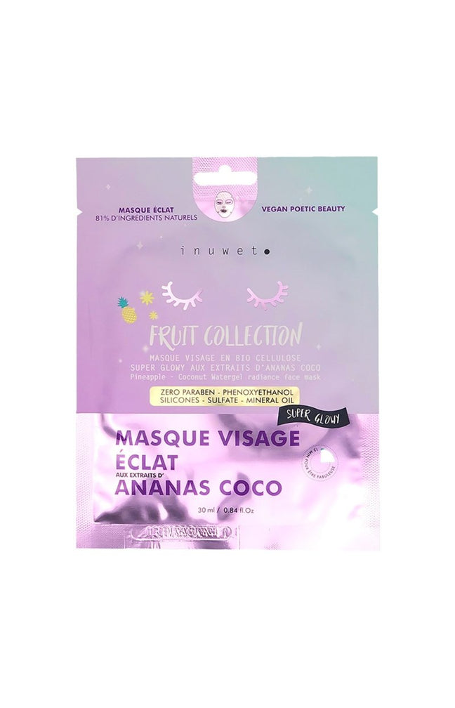 Masque éclat 100% bio cellulose - Ananas & coco - Visage