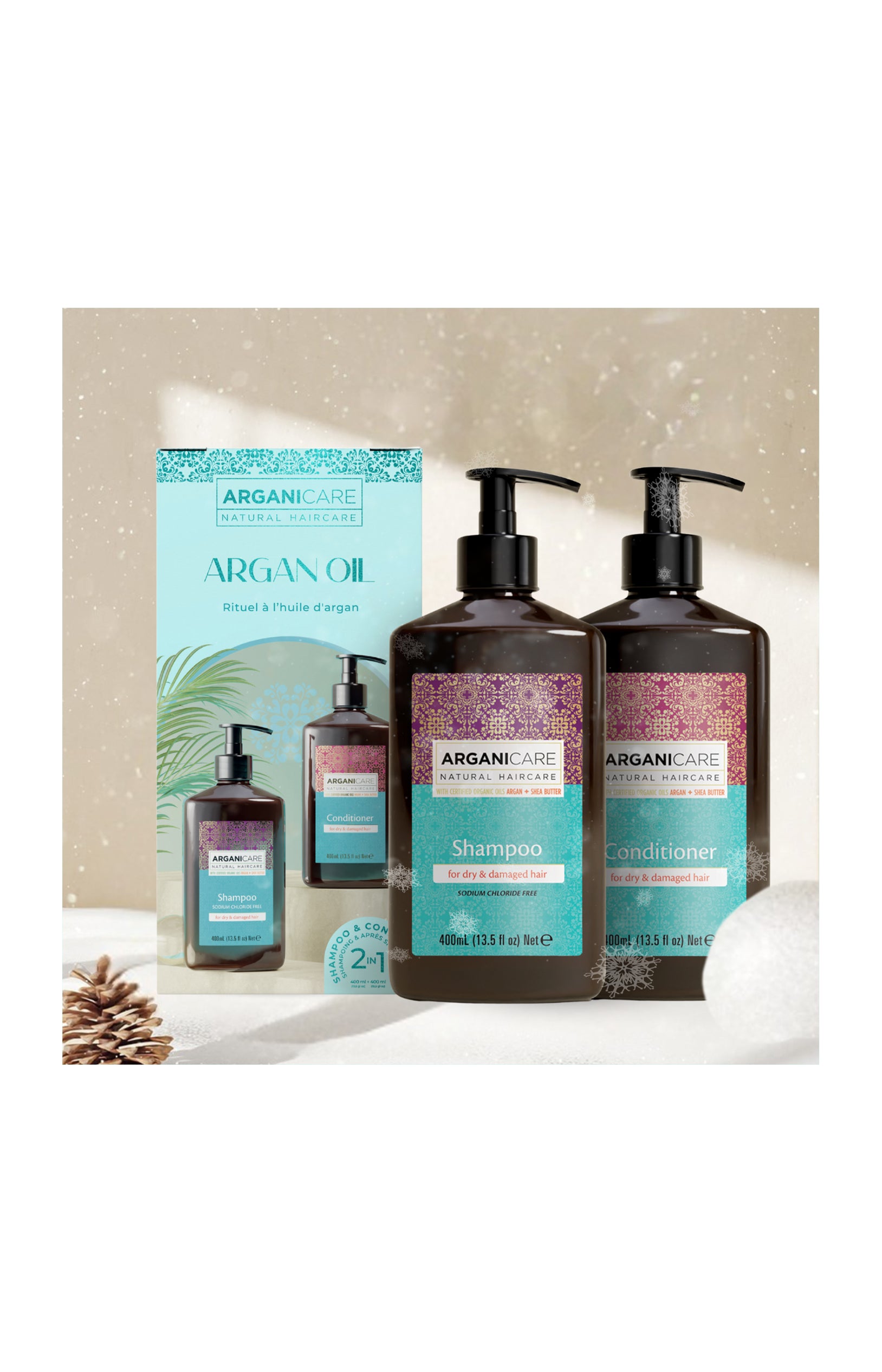 Coffret shampoing & après-shampoing ultra-nourrissant - Argan & karité - Cheveux bouclés - 2 x 400 ml