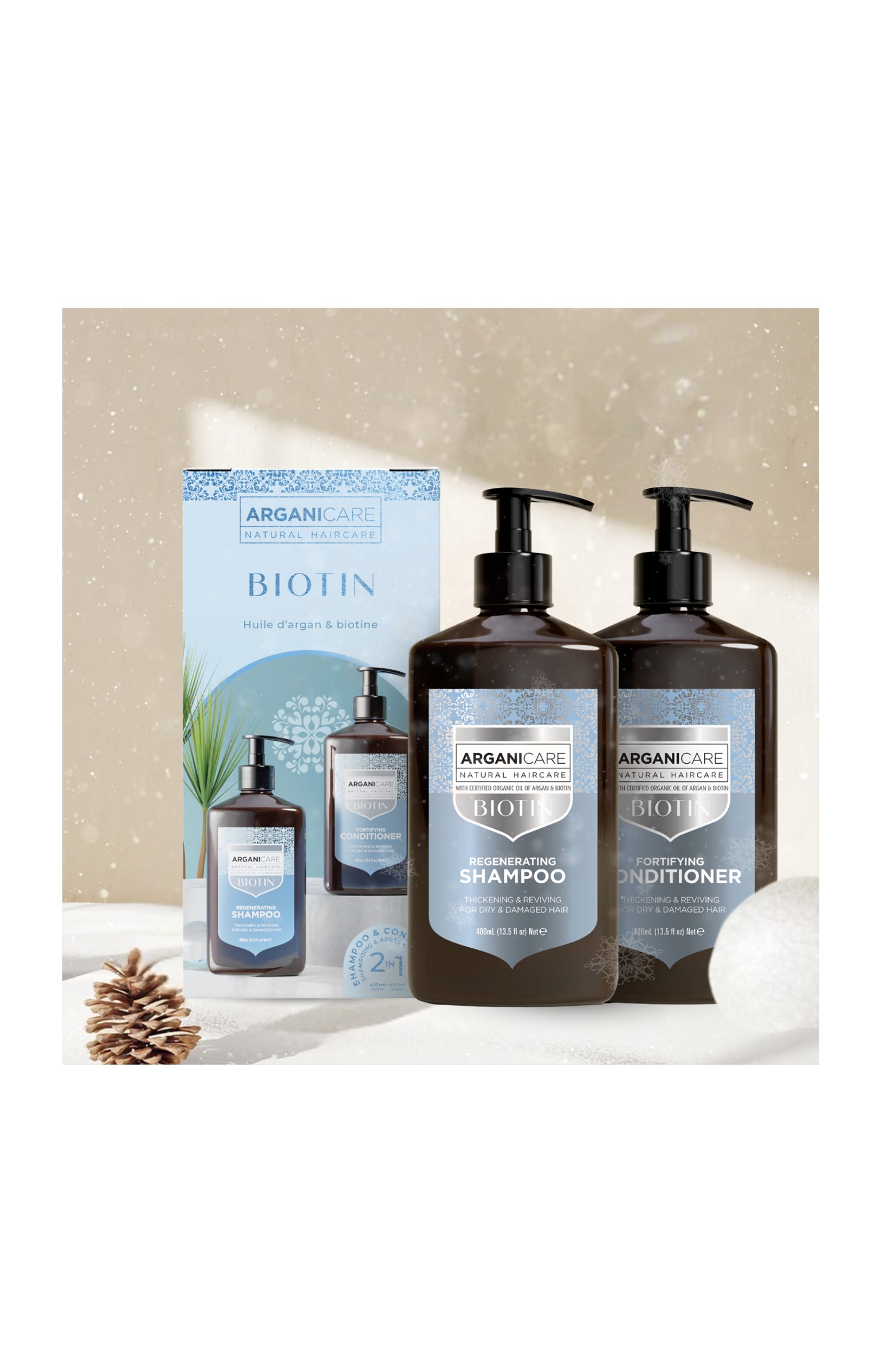 Coffret shampoing & après-shampoing réparateur - Biotine - Cheveux secs & abîmés - 2 x 400 ml