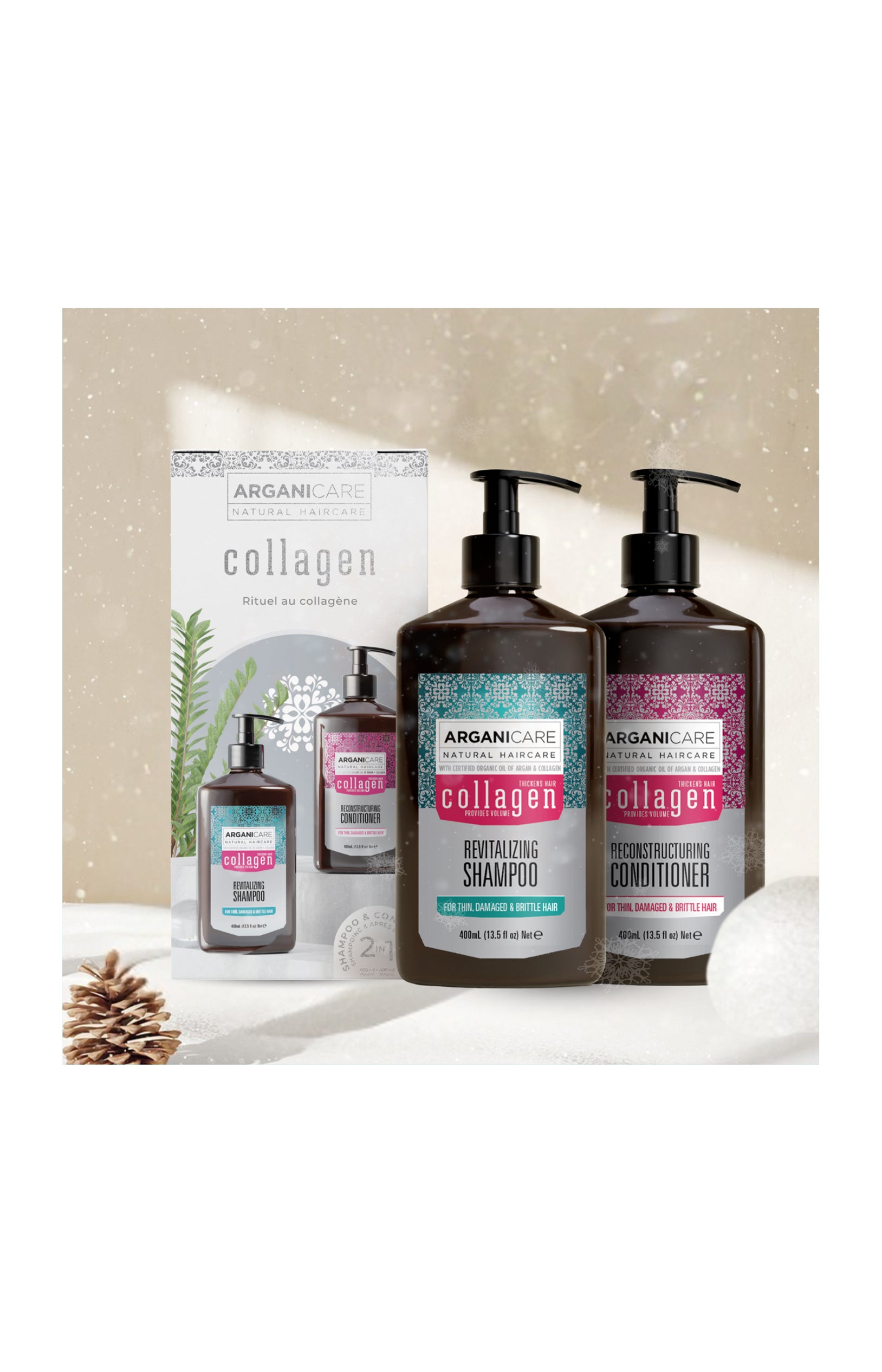 Coffret nourrissant - Collagène - Cheveux fins, dévitalisés & sans volume - 2 x 400 ml