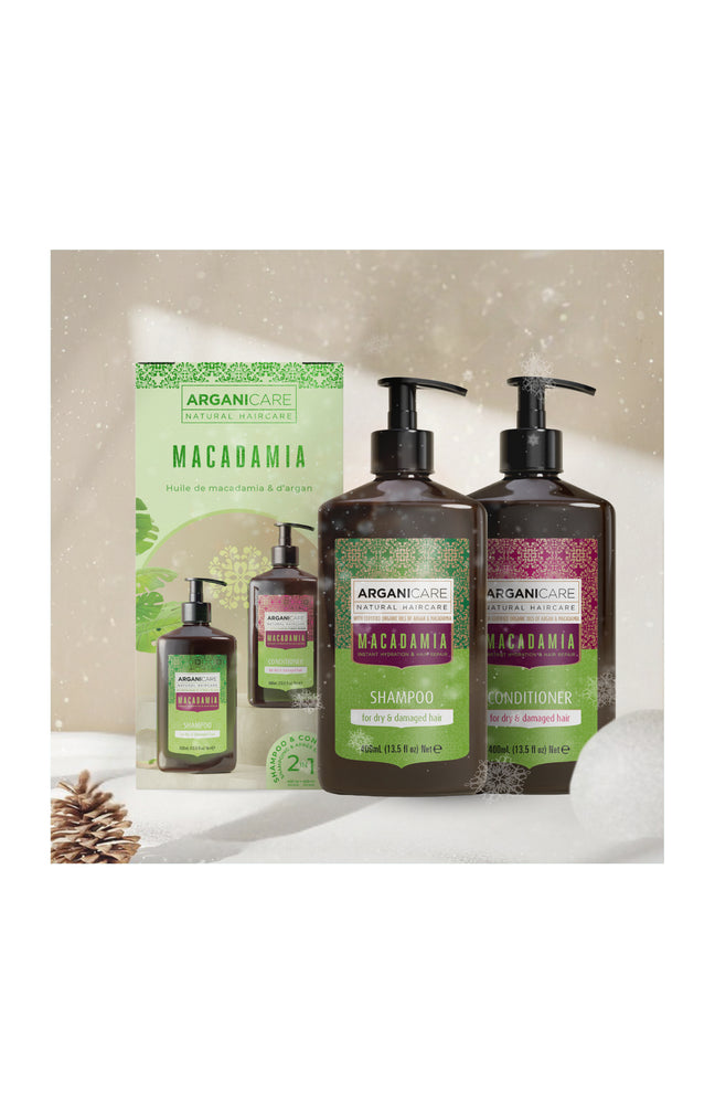Coffret shampoing & après-shampoing réparation intense - Argan & macadamia - Cheveux secs & abîmés - 5 produits