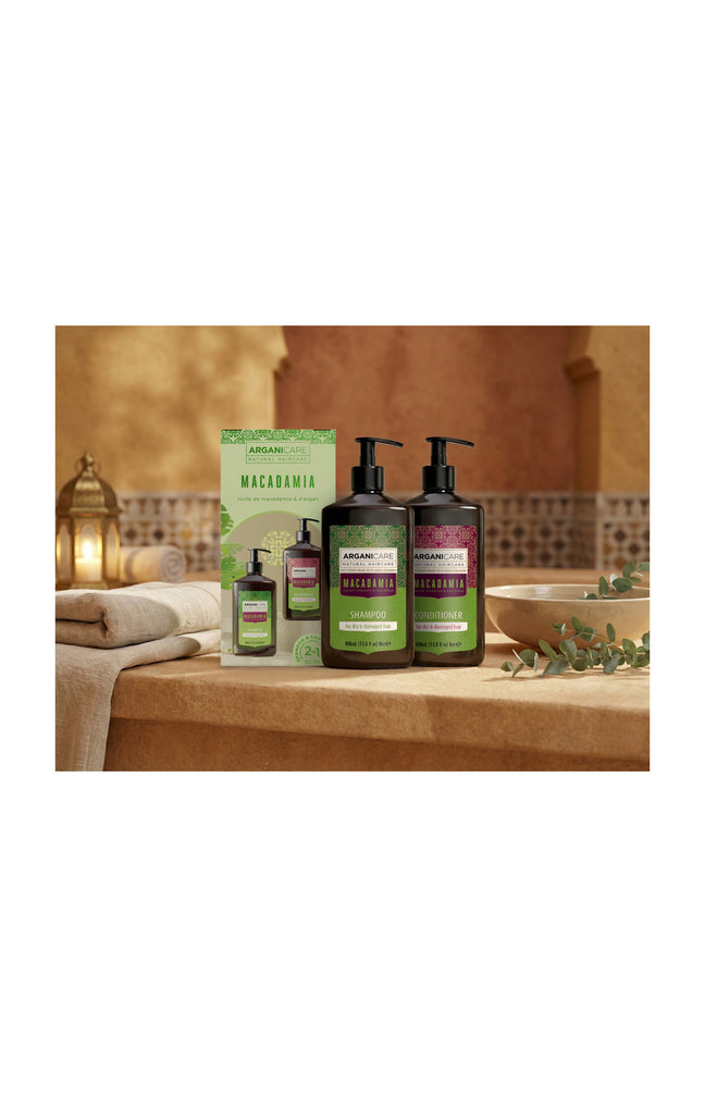 Coffret shampoing & après-shampoing réparation intense - Argan & macadamia - Cheveux secs & abîmés - 5 produits