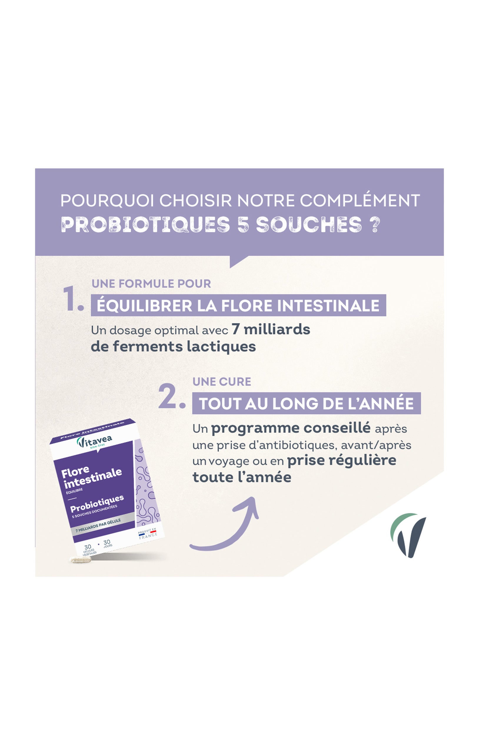 Cure flore intestinale - Suprabiotique 5 souches - 3 mois