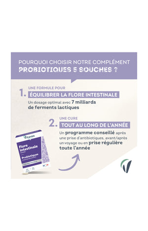 Cure flore intestinale - Suprabiotique 5 souches - 3 mois