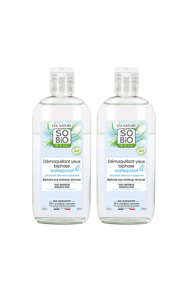 Démaquillants biphasés waterproof bio - Jus d'Aloe vera - Yeux sensibles