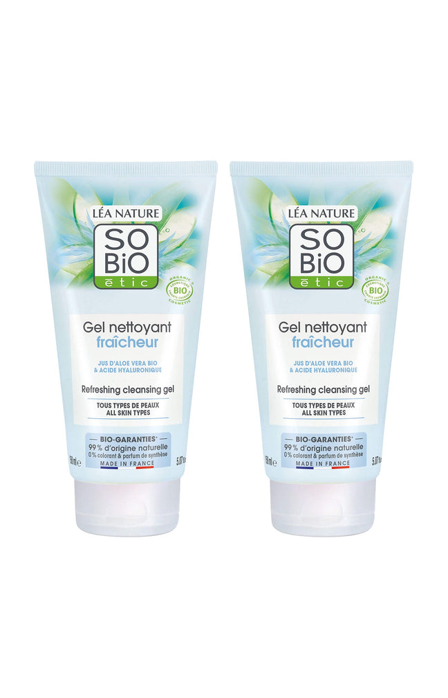 Gels nettoyants fraîcheur bio - Aloe vera - Visage - 2 x 150 ml