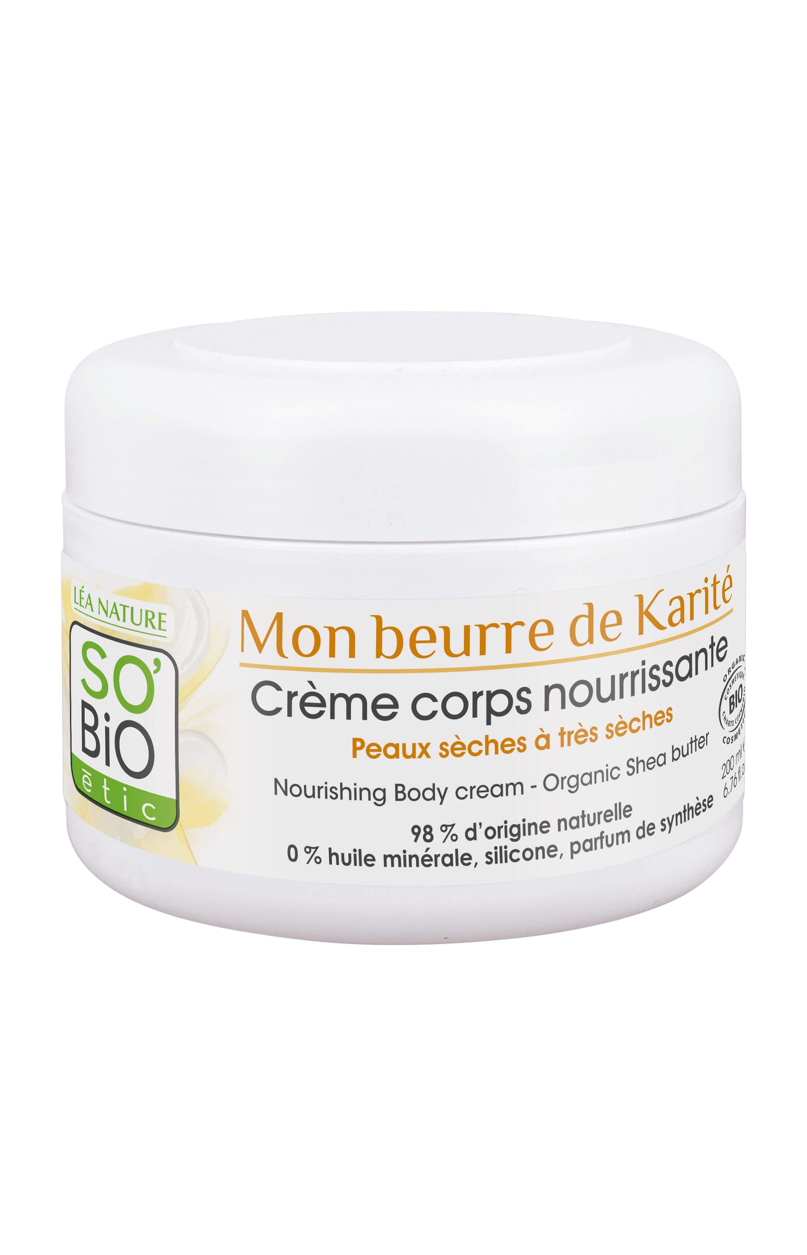 Crème nourrissante bio - Beurre de karité - Peaux sèches - 200 ml