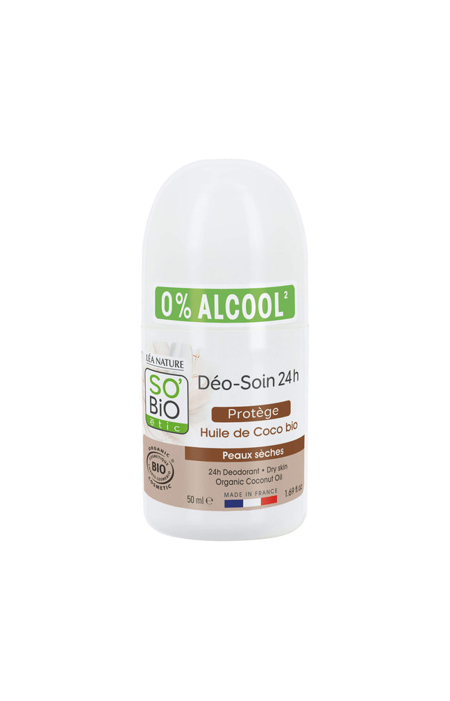 Déodorant roll-on protecteur bio - Huile de coco - Peaux sèches à sensibles - 50 ml