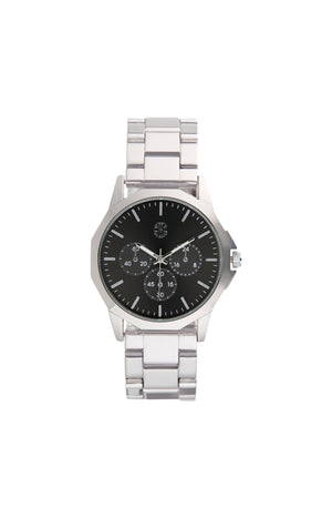 Montre à quartz - Alliage - Argenté & noir - Homme
