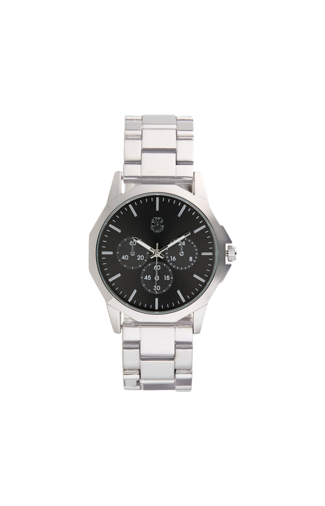Montre à quartz - Alliage - Argenté & noir - Homme