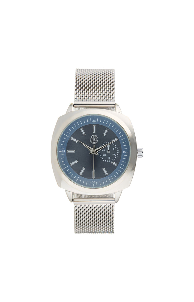 Montre à quartz - Alliage - Argenté & bleu - Homme
