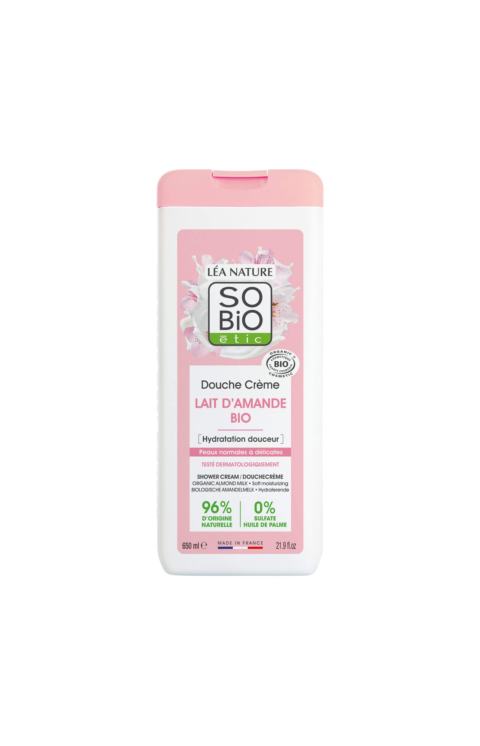 Douche crème bio hydratante - Lait d'amande - 650 ml