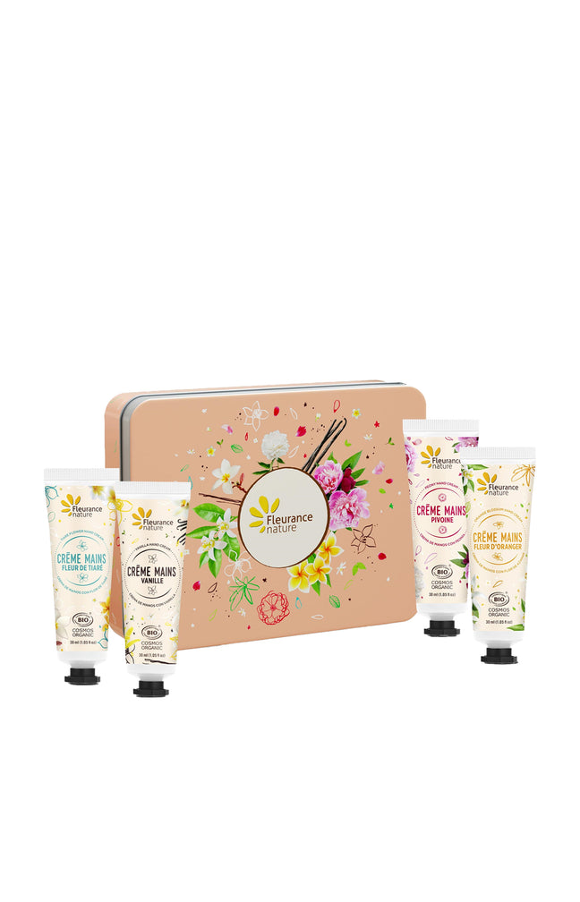 Coffret crèmes hydratantes bio mains - Evasion florale - 4 x 30 ml
