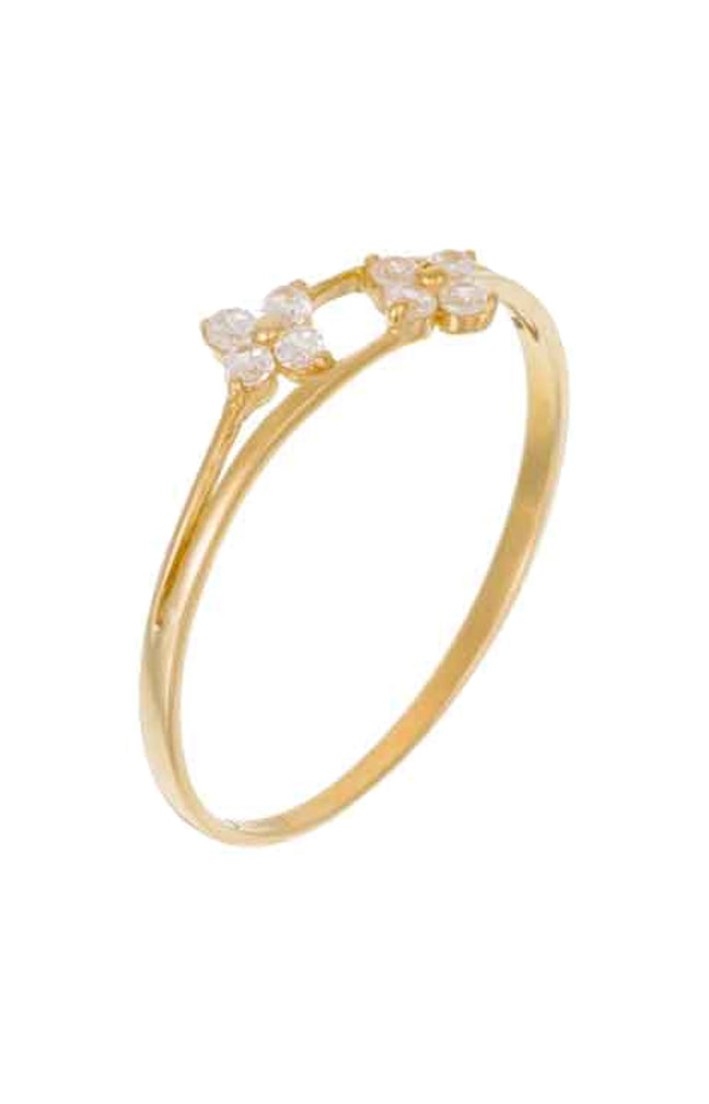 Bague Rencontre florale - Or jaune 375/1000 & zirconium