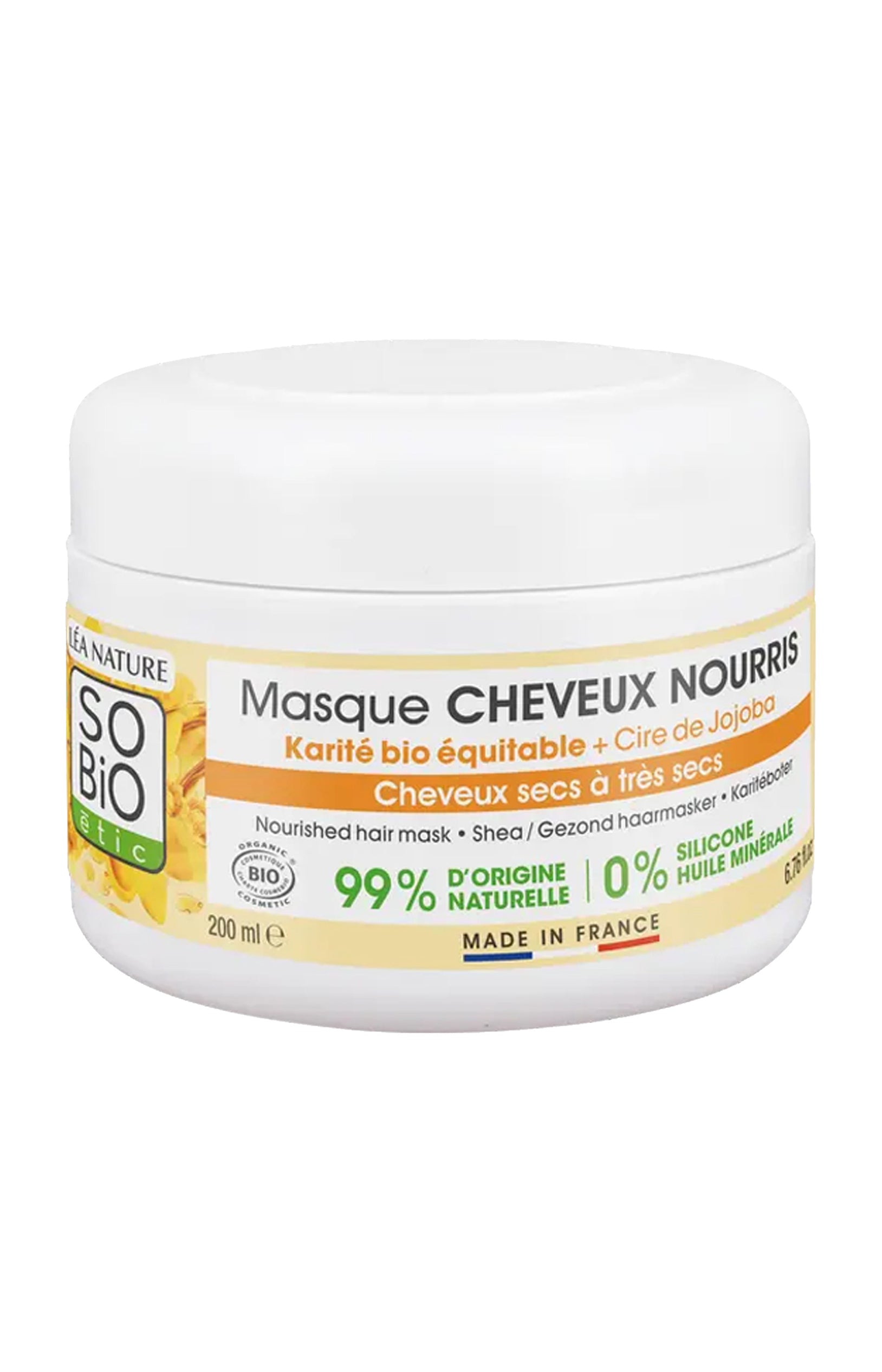 Masque nourrissant bio - Karité - Cheveux secs & abîmés - 200 ml