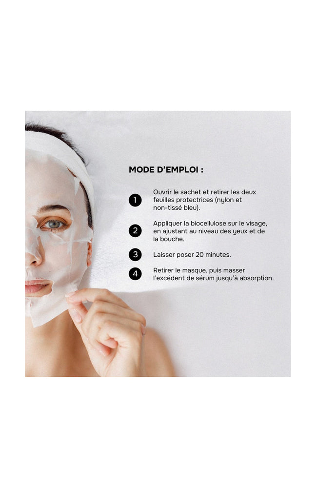 Masque tissu éclat- collagène & acide hyaluronique - Visage