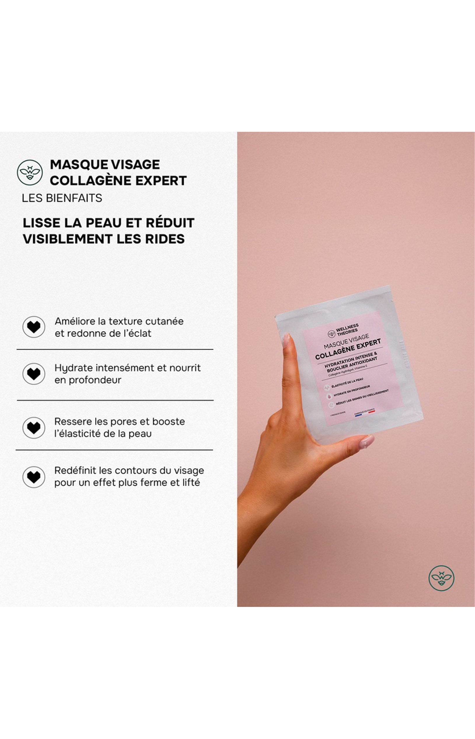 Masque tissu éclat & fermeté - Collagène marin & vitamine E - Visage
