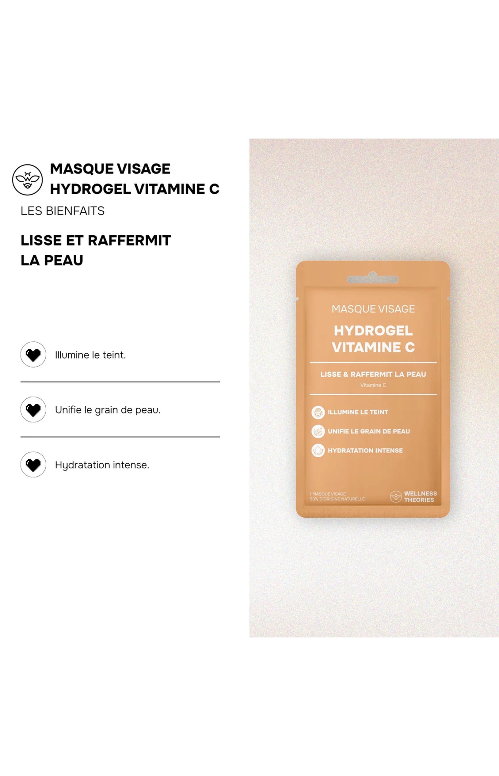 Masque hydrogel éclat - Vitamine C & extraits végétaux - Visage