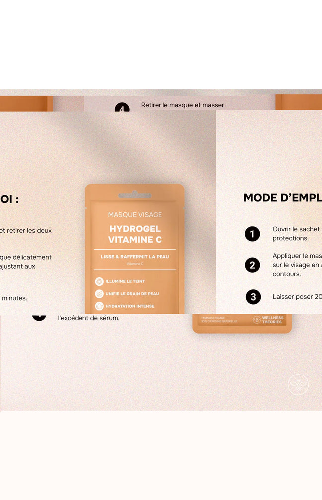 Masque hydrogel éclat - Vitamine C & extraits végétaux - Visage
