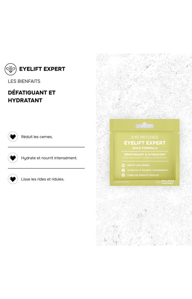 Patchs yeux défatiguant & hydratant - Eye Lift Expert - Acide hyaluronique & collagène - 1 paire