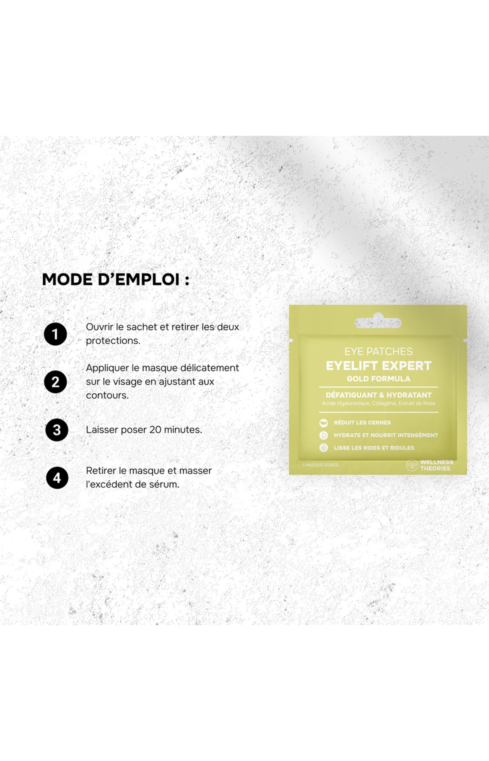 Patchs yeux défatiguant & hydratant - Eye Lift Expert - Acide hyaluronique & collagène - 1 paire