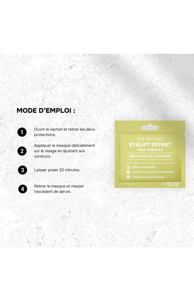 Patchs yeux défatiguant & hydratant - Eye Lift Expert - Acide hyaluronique & collagène - 1 paire