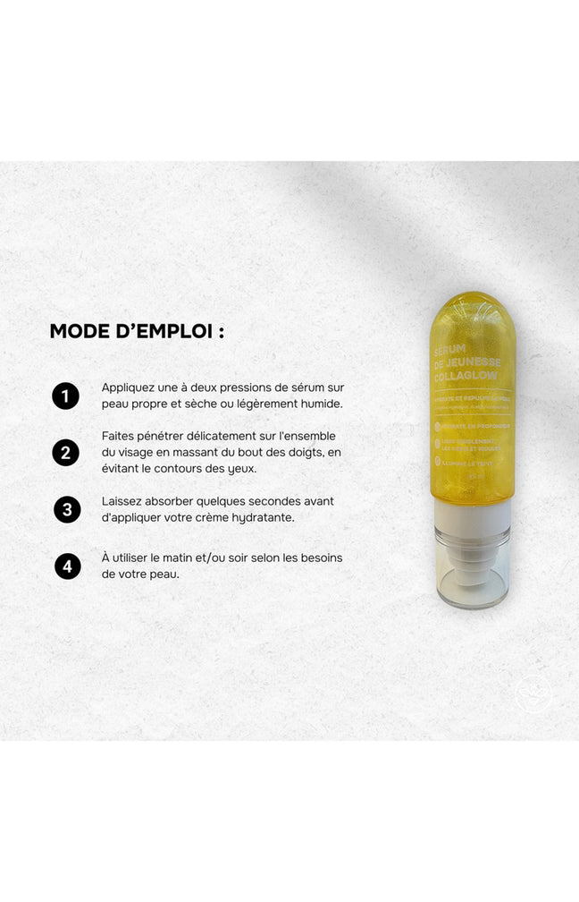 Sérum hydratant - CollaGlow - Collagène & acide hyaluronique - Visage - 30 ml