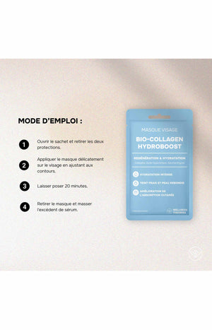 Masque tissu hydratant - Collagène & acide hyaluronique - Visage