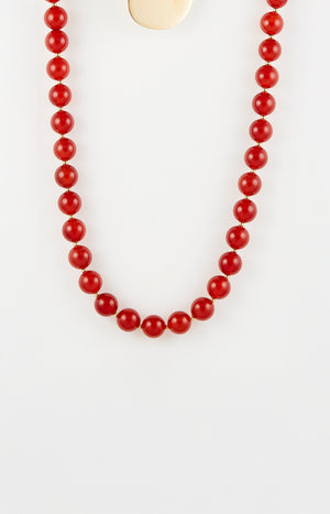 Collier - Acier inoxydable & cornalines - Doré & rouge