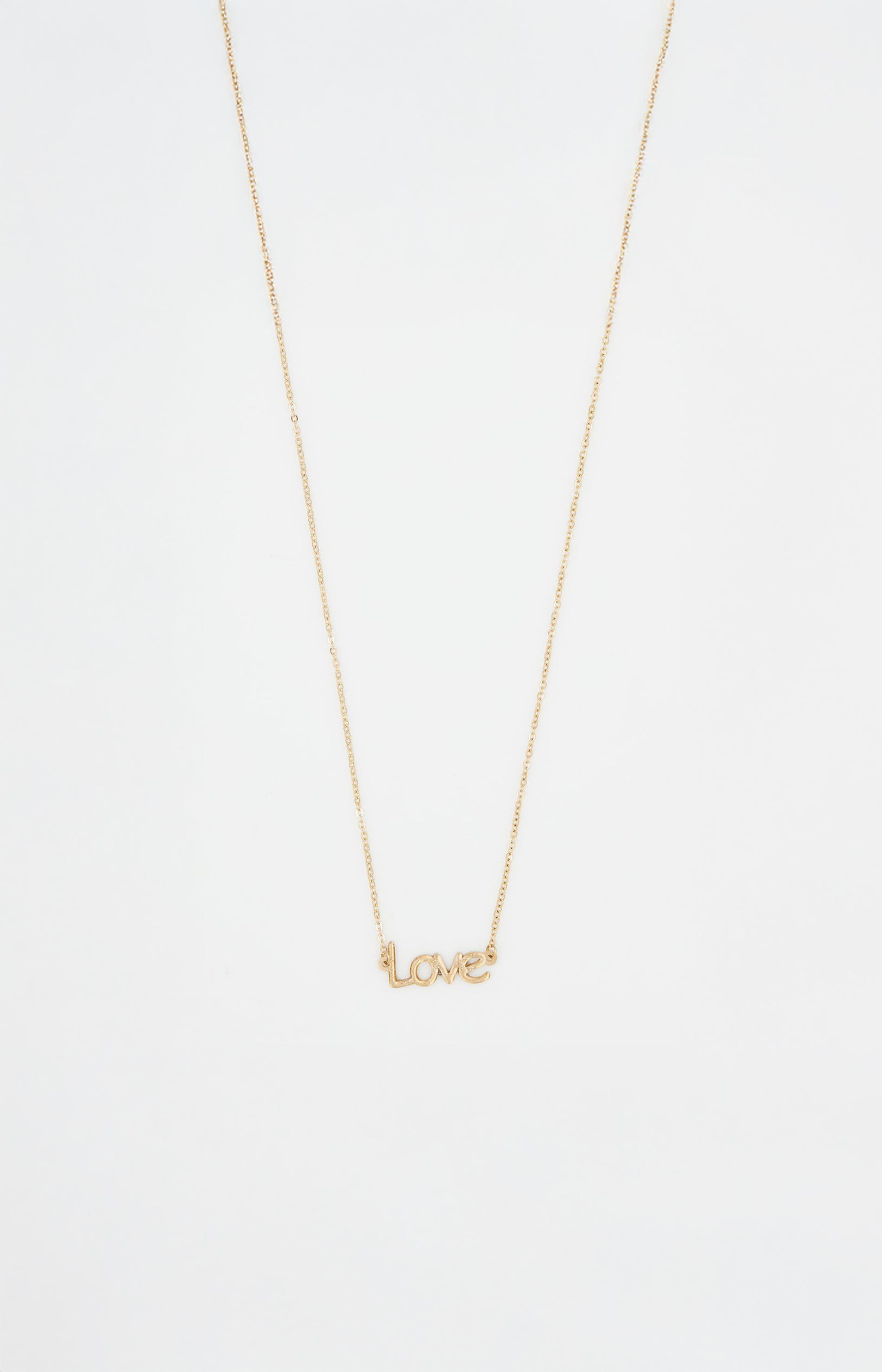Collier pendentif "Love" - Acier inoxydable - Doré