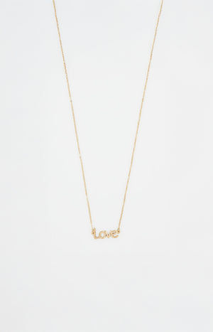 Collier pendentif "Love" - Acier inoxydable - Doré