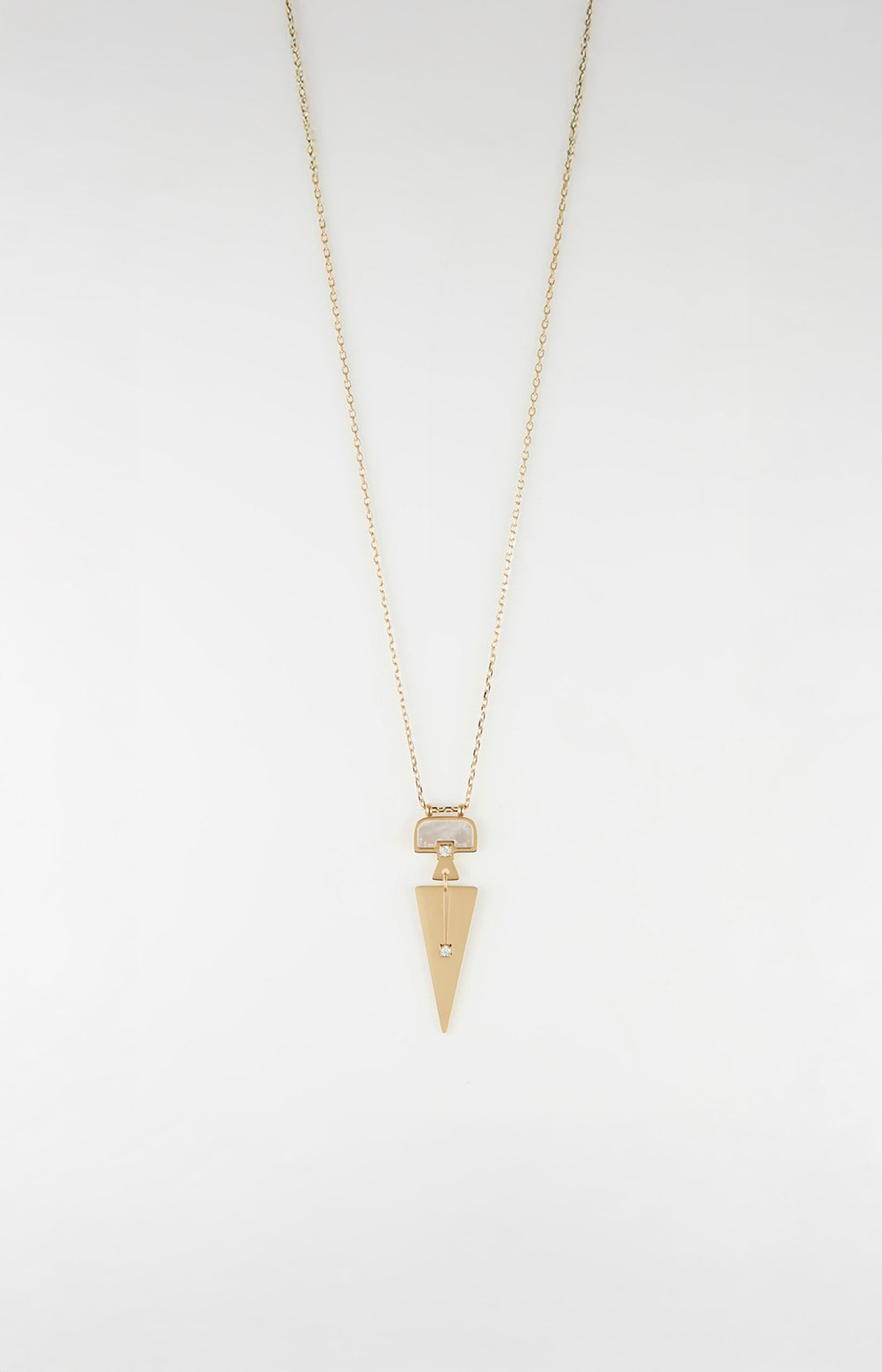 Collier - Acier inoxydable, nacre & zirconium - Doré