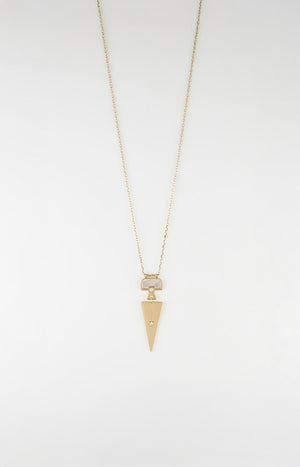 Collier - Acier inoxydable, nacre & zirconium - Doré