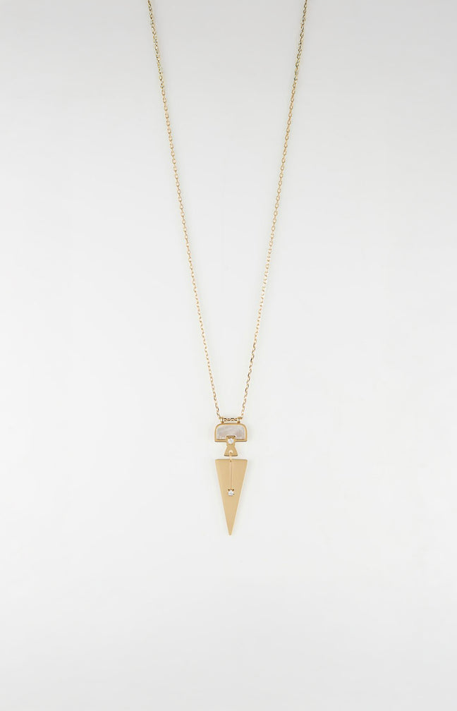 Collier - Acier inoxydable, nacre & zirconium - Doré