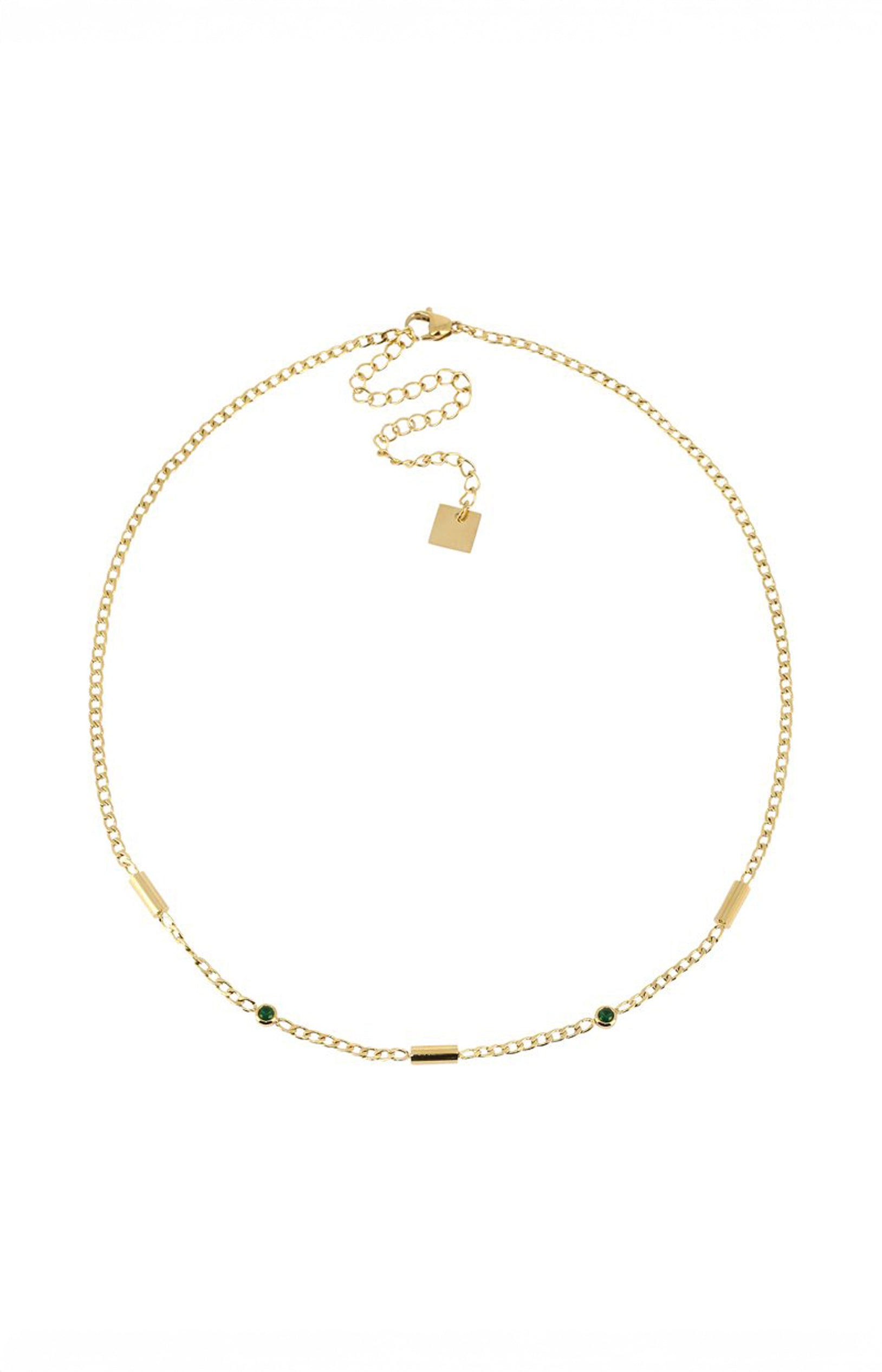 Collier - Lenane – Acier inoxydable – Doré & vert