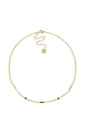 Collier - Lenane – Acier inoxydable – Doré & vert