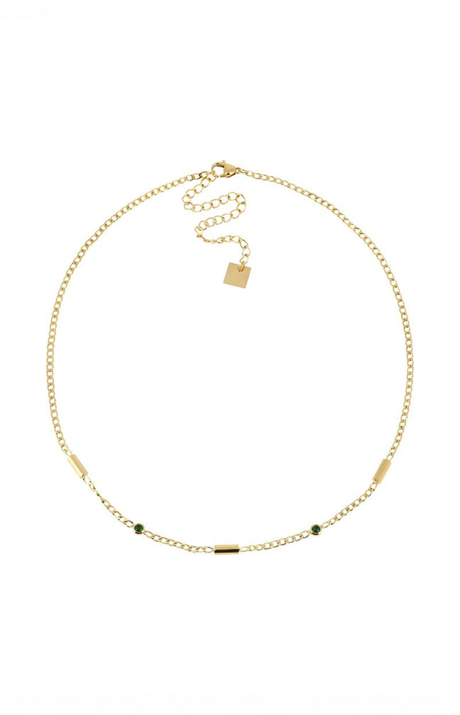 Collier - Lenane – Acier inoxydable – Doré & vert