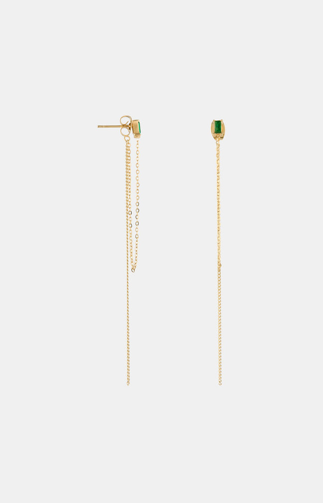 Boucles d’oreilles pendantes - Acier inoxydable & zirconium - Doré & vert