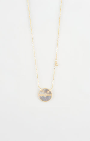 Collier pendentif - Acier inoxydable & nacre - Doré & blanc