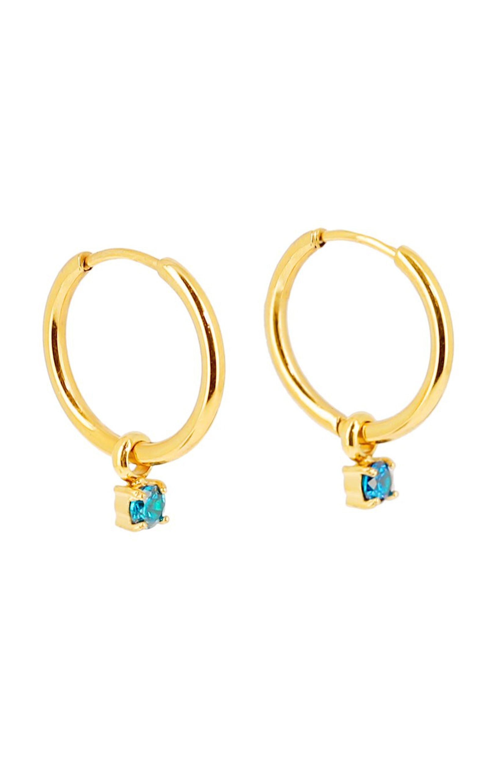 Créoles Shinny - Acier inoxydable & zirconium - Doré & turquoise