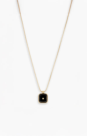 Collier pendentif - Acier inoxydable - Doré & noir