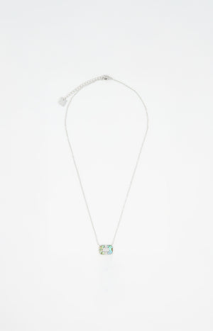 Collier pendentif - Acier inoxydable & nacre - Argenté & bleu